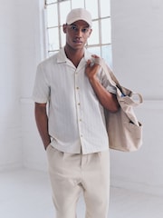 Бежевый/белый - 100% Cotton Stripe Shirt - Изображение 3 из 5