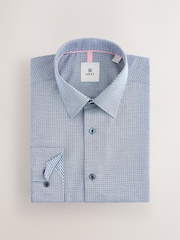Navy Blue Geometric Print Cotton Blend Shirt - Image 6 of 8