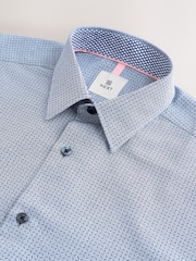 Navy Blue Geometric Print Cotton Blend Shirt - Image 7 of 8