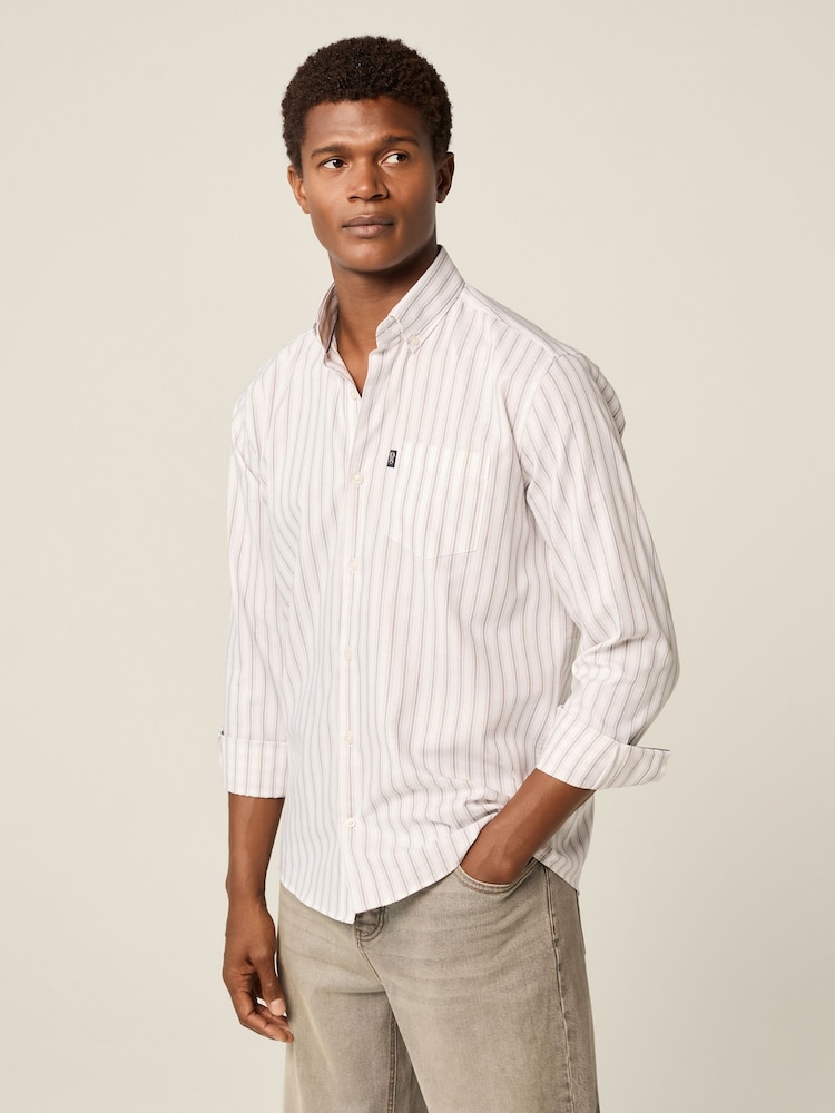 à rayures noires et blanches - Chemise Oxford boutonnée repassage facile - Image 1 of 7