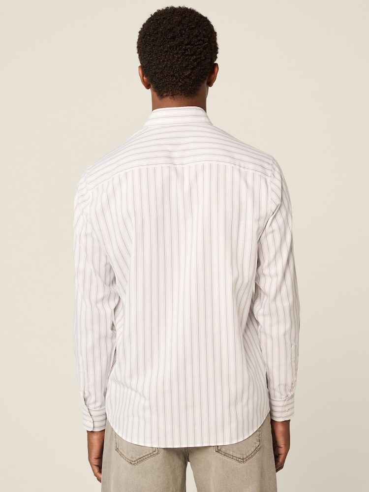 à rayures noires et blanches - Chemise Oxford boutonnée repassage facile - Image 3 of 7