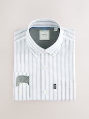 à rayures noires et blanches - Chemise Oxford boutonnée repassage facile - Image 5 de 7