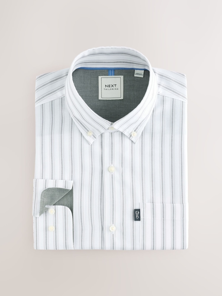 à rayures noires et blanches - Chemise Oxford boutonnée repassage facile - Image 5 of 7
