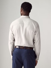 Neutral Brown Regular Fit Long Sleeve Single Cuff Textured Shirt - Image 3 of 7