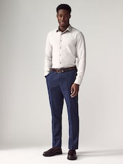 Neutral Brown Regular Fit Long Sleeve Single Cuff Textured Shirt - Image 4 of 7