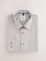 Neutral Brown Regular Fit Long Sleeve Single Cuff Textured Shirt - Image 5 of 7