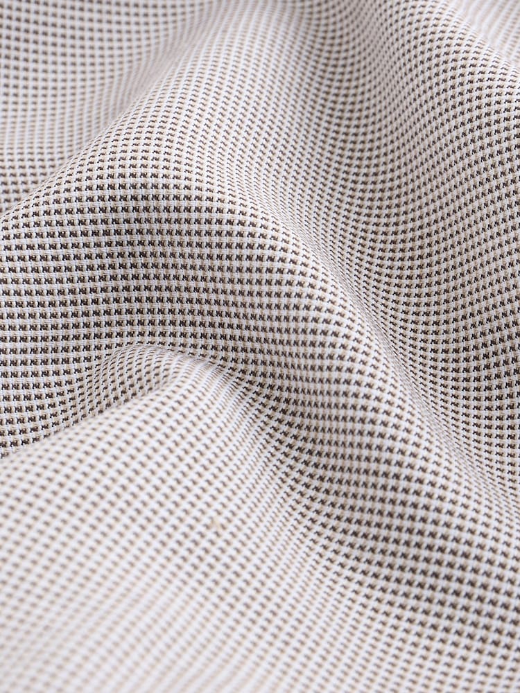 Neutral Brown Regular Fit Long Sleeve Single Cuff Textured Shirt - Image 7 of 7