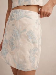 Forever New White Calliope Embellished Mini Skirt Contains Linen - Image 3 of 5