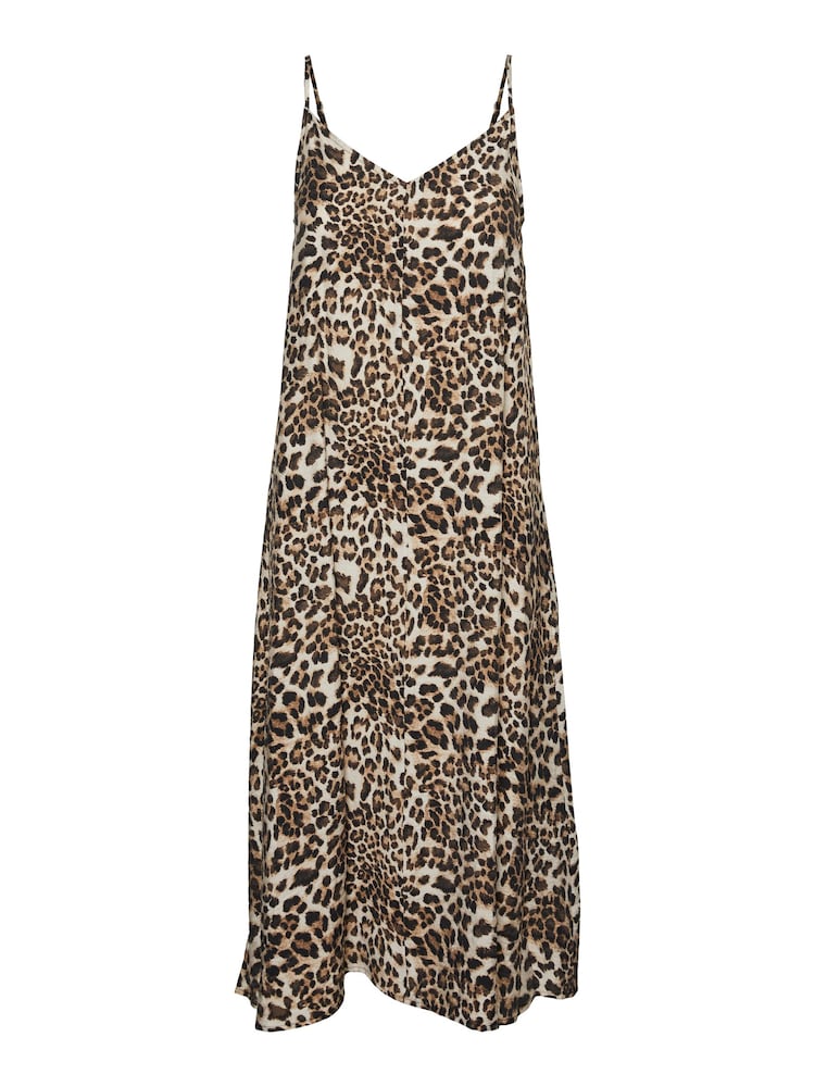 VERO MODA Brown Leopard Print Midi Cami Summer Dress - Image 7 of 7