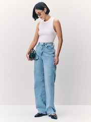 VERO MODA Blue Denim Wide Leg Jeans - Image 3 of 5
