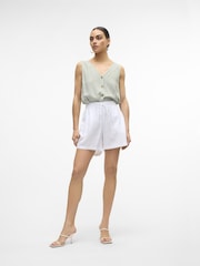 VERO MODA White Linen Blend Tie Waist Shorts - Image 3 of 6