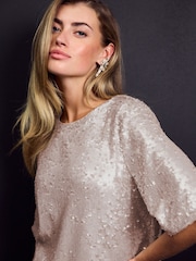 Gold Champagne Sequin T-Shirt - Image 1 of 8