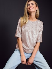 Gold Champagne Sequin T-Shirt - Image 2 of 8