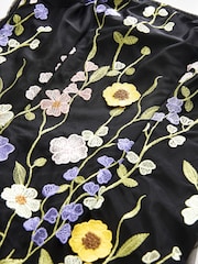 Black/Multi 3D Floral and Embroidered Mesh Bandeau Maxi Dress - Image 6 of 6