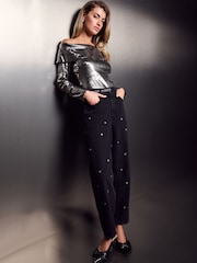 Grey Sequin Bardot Top - Image 2 of 8
