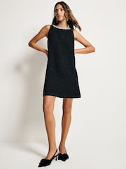 Black Boucle Embellished Collar Mini Dress - Image 2 of 5