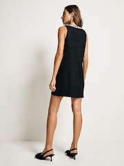 Black Boucle Embellished Collar Mini Dress - Image 4 of 8