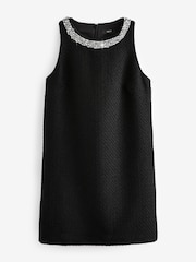 Black Boucle Embellished Collar Mini Dress - Image 6 of 8