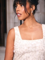 Cream Rochelle Square Neck Sequin Mini Dress - Image 5 of 8