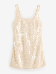 Cream Rochelle Square Neck Sequin Mini Dress - Image 6 of 8