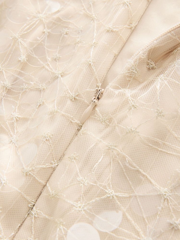 Cream Rochelle Square Neck Sequin Mini Dress - Image 8 of 8