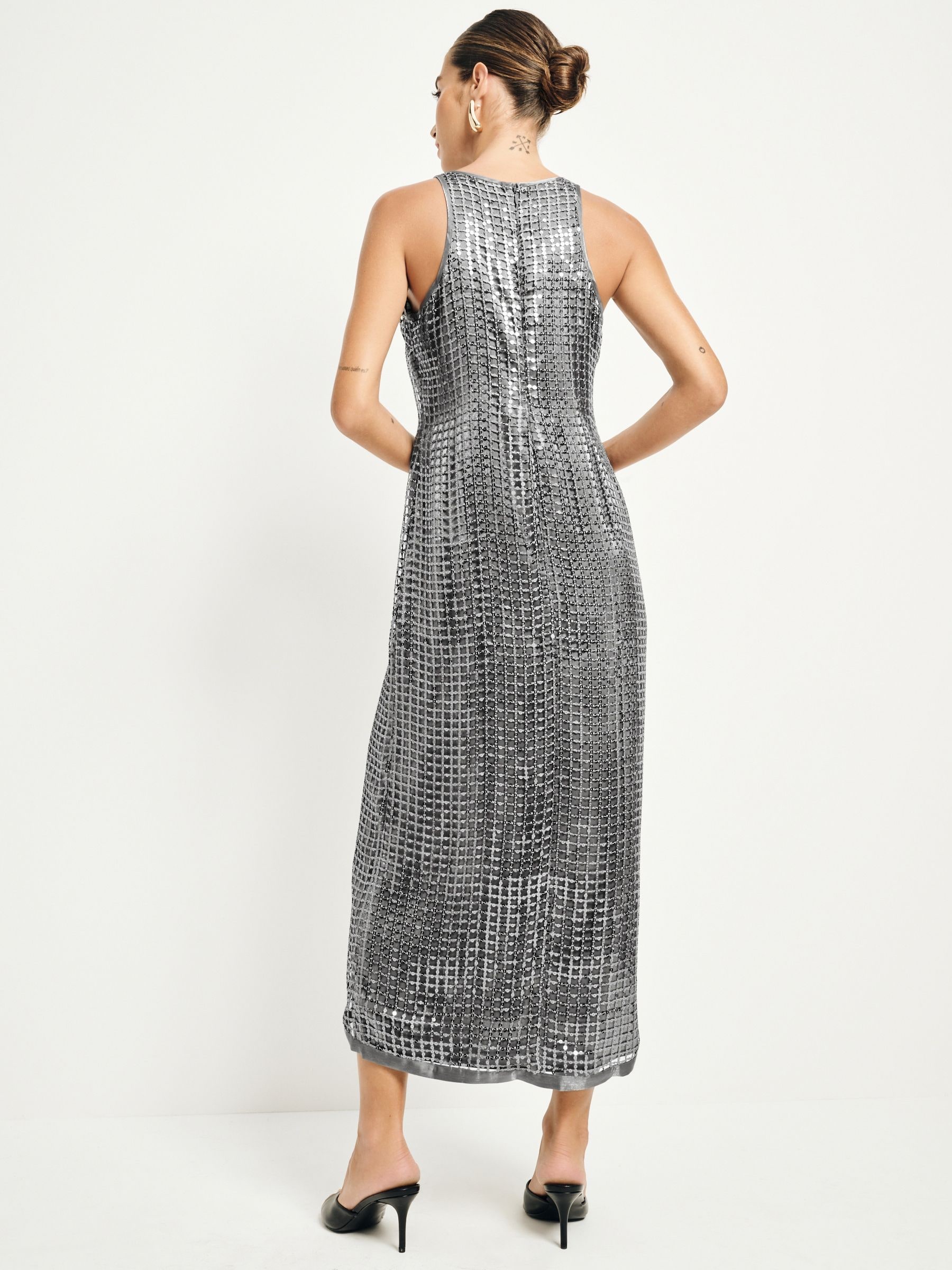Buy Silver Sequin Racer Midi Dress from the Next UK online shop