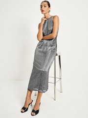Silver Sequin Racer Midi Dress - Image 2 of 8