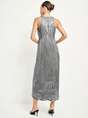 Silver Sequin Racer Midi Dress - Image 4 of 8