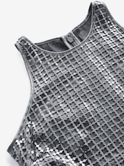 Silver Sequin Racer Midi Dress - Image 7 of 8