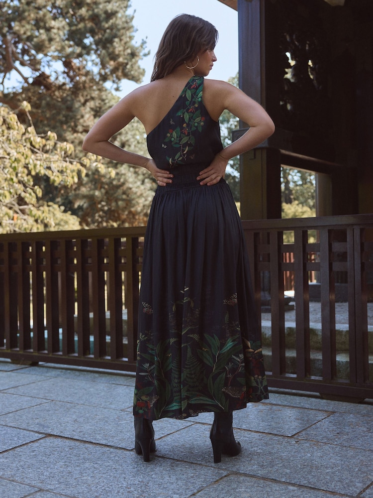Black Kew Collection Satin One Shoulder Dress - Image 2 of 6 Black Kew Collection Satin One Shoulder Dress - Image 2 of 6