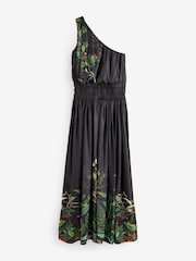 Черный - Коллекция Kew Collection атлас на одно плечо платья - Image 5 of 6