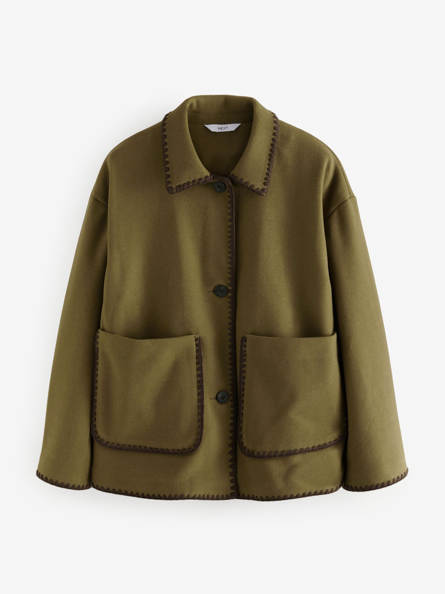 ー品販売  Buy USA Next from Jacket Stitch Embroidered Green Olive ジャケット・アウター