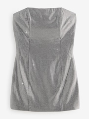 Silver Bandeau Rhinestone Sparkle Mini Dress - Image 5 of 9