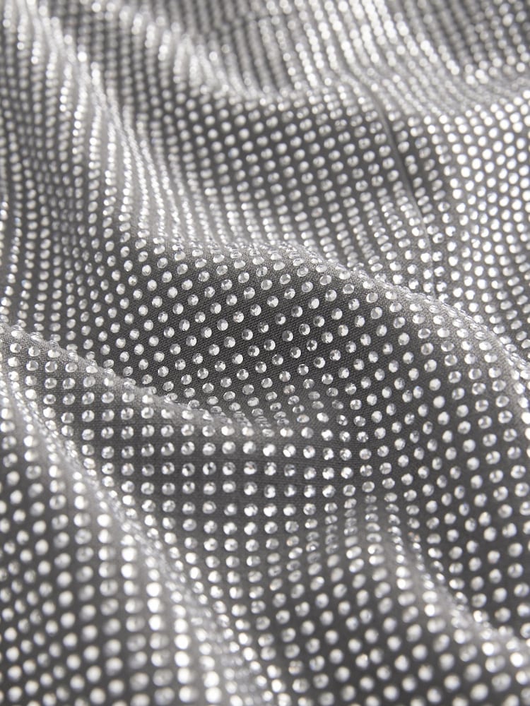 Silver Bandeau Rhinestone Sparkle Mini Dress - Image 9 of 9