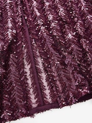 Burgundy Red Feather Sequin Bandeau Maxi Dress - Image 6 of 7