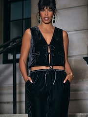 Black Velvet Tie Front Waistcoat - Image 4 of 8