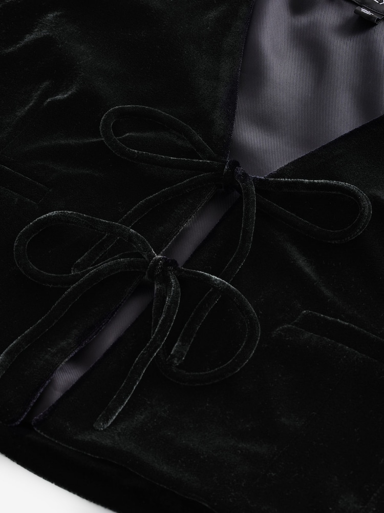 Black Velvet Tie Front Waistcoat - Image 8 of 8
