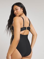 Simply Be Black Magisculpt Embroidered Bandeau Swimsuit - Image 2 of 4