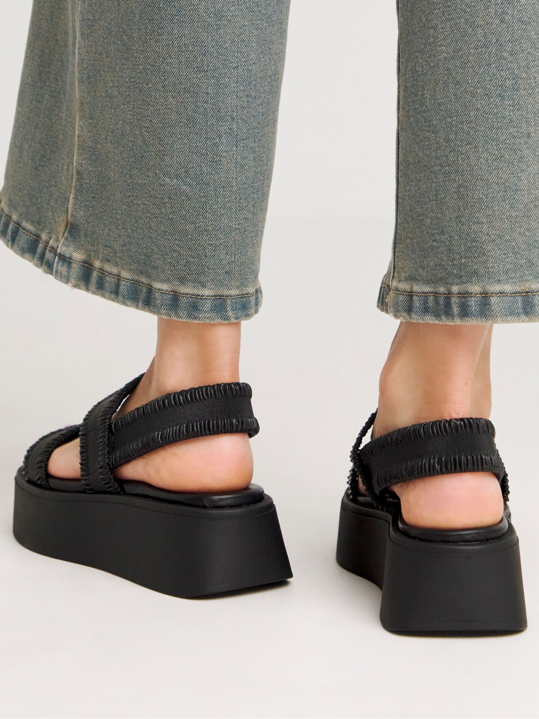 Buy Simply Be Black Stretched Ruched Strappy Flatform Sandals from Next South Africa