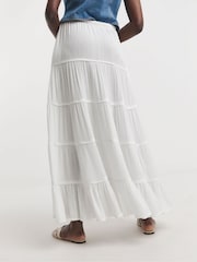 JD Williams White Crinkle Tiered Maxi Skirt - Image 3 of 4