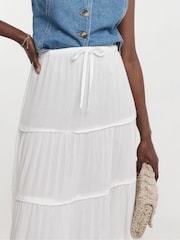 JD Williams White Crinkle Tiered Maxi Skirt - Image 4 of 4