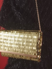 Gold Sequin Clutch Bag With Detachable Cross-Body Chain - Image 3 of 9