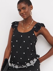 JD Williams Black JD Williams Broderie Cami - Image 1 of 4