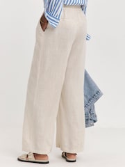 JD Williams Natural Linen Mix Wide Leg Trousers - Image 2 of 4