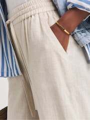 JD Williams Natural Linen Mix Wide Leg Trousers - Image 4 of 4