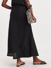 JD Williams Black Printed Satin Slip Skirt With Linen - Image 3 of 5