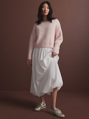 Pink Blush Soft Touch Bardot Off The Shoulder Knitted Jumper with Alpaca - Image 2 of 8