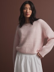 Pink Blush Soft Touch Bardot Off The Shoulder Knitted Jumper with Alpaca - Image 3 of 8