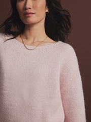 Pink Blush Soft Touch Bardot Off The Shoulder Knitted Jumper with Alpaca - Image 5 of 8