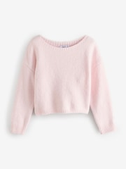 Pink Blush Soft Touch Bardot Off The Shoulder Knitted Jumper with Alpaca - Image 6 of 8